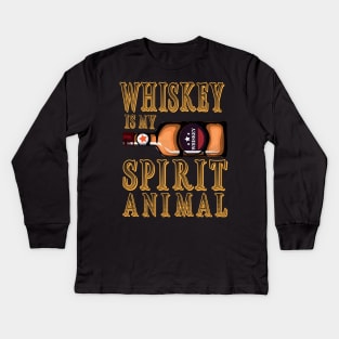 Whiskey Is My Spirit Animal Funny Drinking Saying Kids Long Sleeve T-Shirt